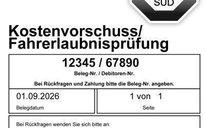 Kostenvorschuss = TÜV Gebühren für Prüfungen